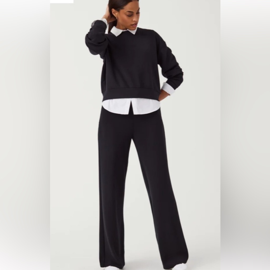 Spanx Air Essential Wide Leg In Black Xl Petite